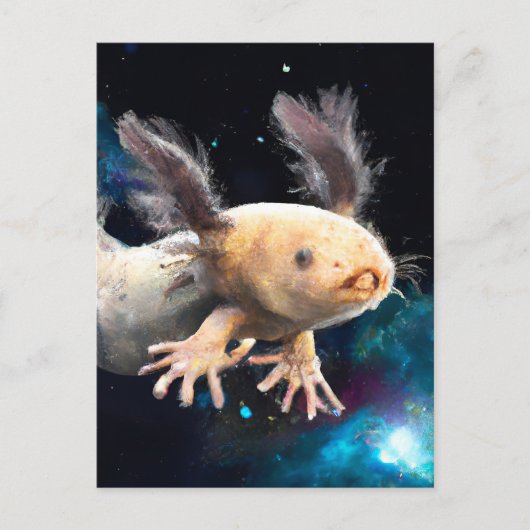 Axolotl im Weltraum Postkarte (Vorderseite)