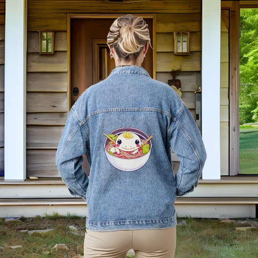Axolotl in Bowl von Ramen Noddles Jeansjacke