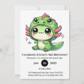 Axolotl in Dragon Hat Birthday Einladung (Vorderseite)