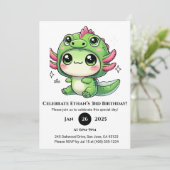 Axolotl in Dragon Hat Birthday Einladung (Stehend Vorderseite)