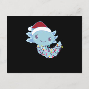 Axolotl in Fairy Lights Funny Animal Christmas Postkarte