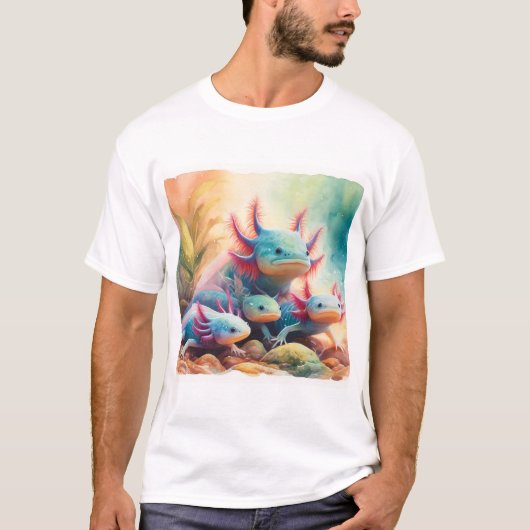 Axolotl in Harmony 060624AREF108 - Watercolor T-Shirt (Vorderseite)
