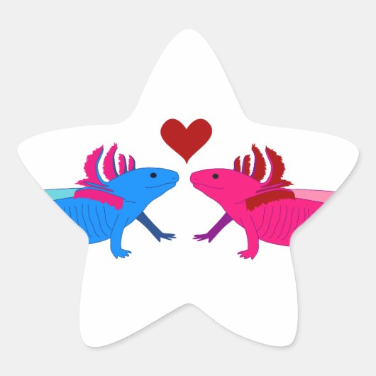 Axolotl in Love Stern-Aufkleber (Vorderseite)