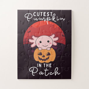 Axolotl In Pumpkin Sweet Axolotls Happy Halloween Puzzle