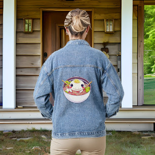 Axolotl in Schale Ramen-Nudeln Jeansjacke