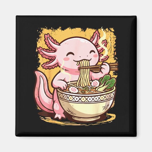 Axolotl isst Ramen-Nudeln Magnet (Vorne)