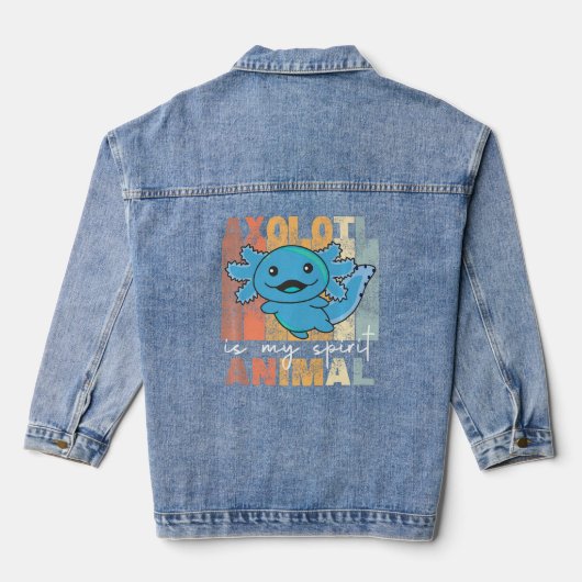 Axolotl ist mein Geist Tier Niedlich Axolotl Vinta Jeansjacke (Rückseite)