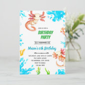 Axolotl-Jungen-Geburtstagseinladung Einladung (Stehend Vorderseite)