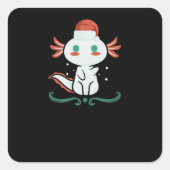 Axolotl Kawaii Christmas Quadratischer Aufkleber (Vorderseite)