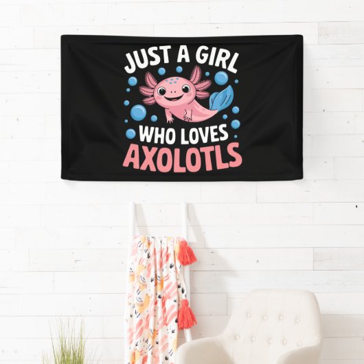 Axolotl Kawaii Just A Girl Liebe Axolotls Banner (Insitu)
