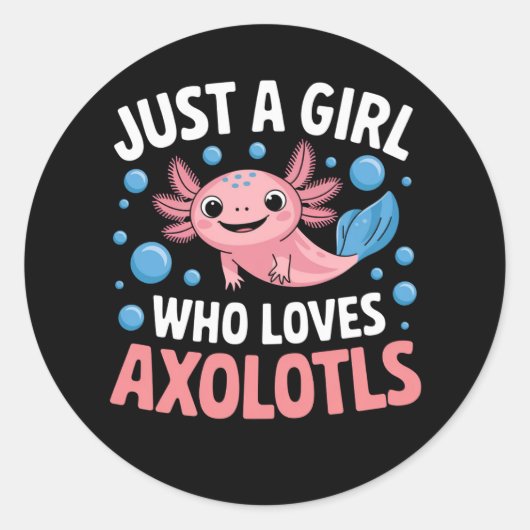 Axolotl Kawaii Just A Girl Liebe Axolotls Runder Aufkleber (Vorderseite)