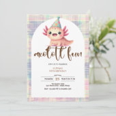Axolotl kids birthday einladung (Stehend Vorderseite)