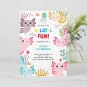 Axolotl kids birthday Invitation Einladung (Stehend Vorderseite)