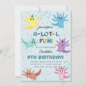 Axolotl Kids Niedlich Salamander Blue Birthday Par Einladung (Vorderseite)