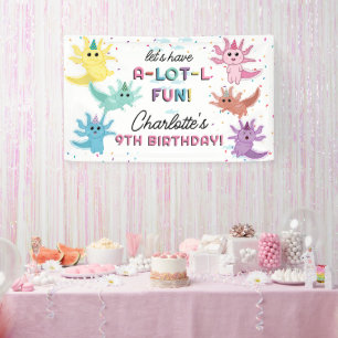 Axolotl Kids Niedlich Salamander Geburtstagsparty Banner