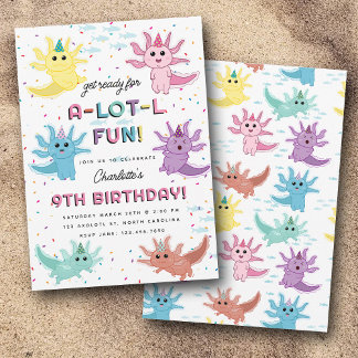 Axolotl Kids Niedlich Salamander Geburtstagsparty Einladung