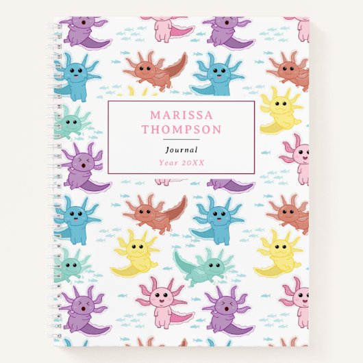 Axolotl Kids Niedlich Salamander Kids Sketchbook Notizblock (Vorderseite)