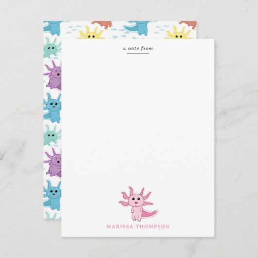 Axolotl Kids Niedlich Salamander Kinder Mädchen Mitteilungskarte (Vorne/Hinten)