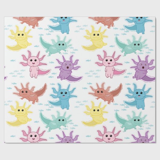 Axolotl Kids Niedlich Salamander Muster Geschenkpapier (Flach)