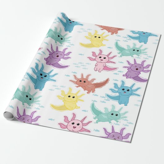 Axolotl Kids Niedlich Salamander Muster Geschenkpapier (Ungerollt)