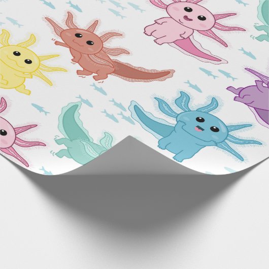 Axolotl Kids Niedlich Salamander Muster Geschenkpapier (Ecke)