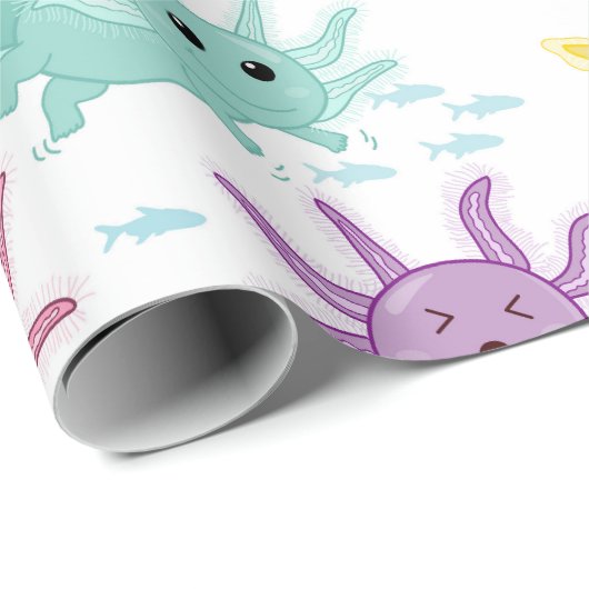 Axolotl Kids Niedlich Salamander Muster Geschenkpapier (Rolleneckpunkt)