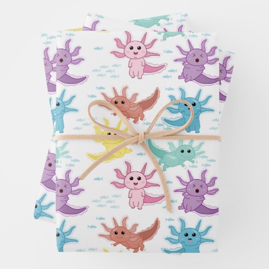 Axolotl Kids Niedlich Salamander Muster Geschenkpapier Set (Beispiel)