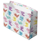 Axolotl Kids Niedlich Salamander Muster Große Geschenktüte (Rückseite Schrägansicht)