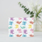 Axolotl Kids Niedlich Salamander Muster Postkarte (Stehend Vorderseite)