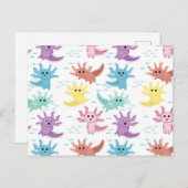 Axolotl Kids Niedlich Salamander Muster Postkarte (Vorne/Hinten)