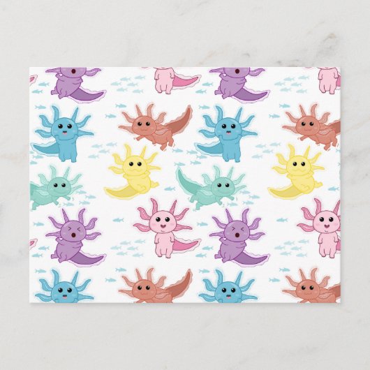 Axolotl Kids Niedlich Salamander Muster Postkarte (Vorderseite)