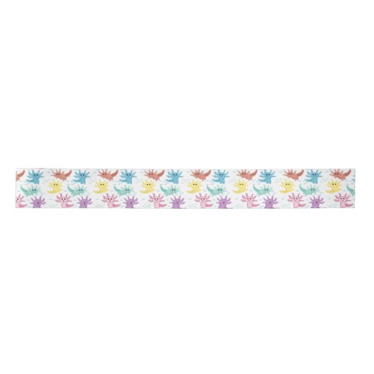 Axolotl Kids Niedlich Salamander Muster Satinband (Vorderseite)
