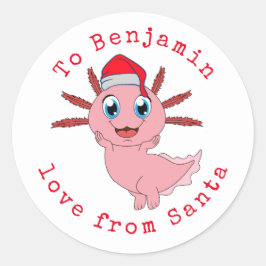Axolotl Kinder Name Liebe von Weihnachten Runder Aufkleber