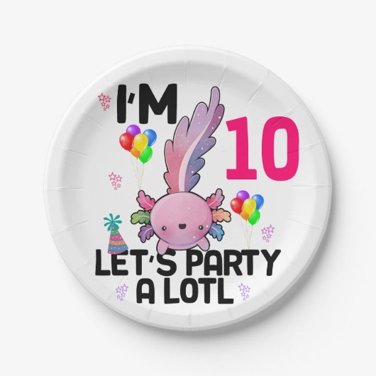 Axolotl Let's Party Alot Amphibien Salamander Pappteller (Vorderseite)