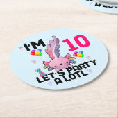 Axolotl Let's Party Alot Amphibien Salamander Runder Pappuntersetzer (Angewinkelt)