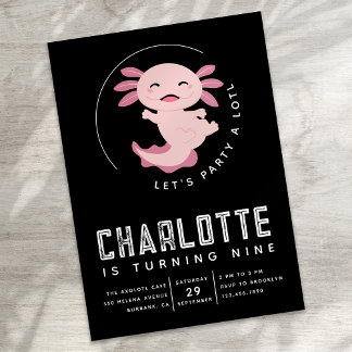Axolotl Let's Party Alotl Birthday Party Einladung