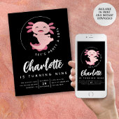 Axolotl Let's Party Alotl Birthday Party Einladung