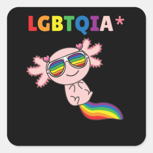 Axolotl - LGBT-Flag mit Regenbogenfarben Quadratischer Aufkleber