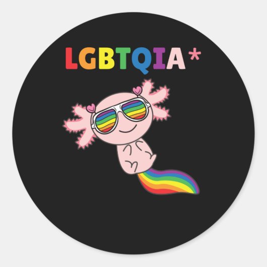 Axolotl - LGBT-Flag mit Regenbogenfarben Runder Aufkleber (Vorderseite)