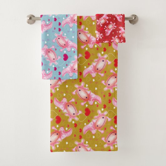 Axolotl-Liebe Badhandtuch Set (Insitu)