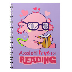 Axolotl-Liebe für das Lesen von Niedlichem Lavende Notizblock
