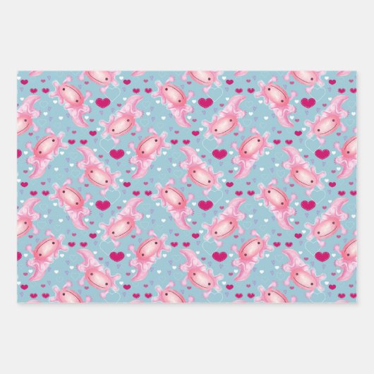 Axolotl-Liebe Geschenkpapier Set (Vorderseite)