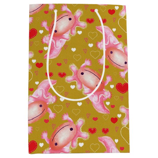 Axolotl-Liebe-Senf Mittlere Geschenktüte (Vorderseite)