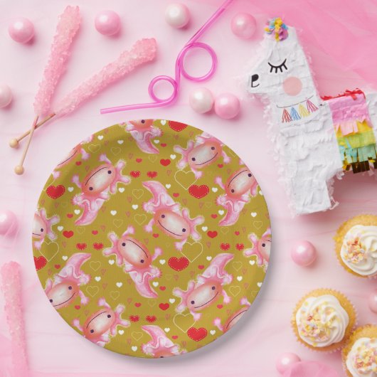 Axolotl-Liebe-Senf Pappteller (Party)