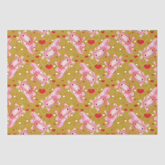 Axolotl-Liebe-Senf Seidenpapier (Vorderseite)