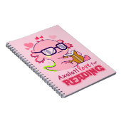 Axolotl-Liebe zum Lesen von Niedlichem Rosa Notizblock (Rechte Seite)
