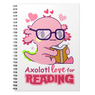 Axolotl-Liebe zum Lesen von Niedlichem Weiß Notizblock