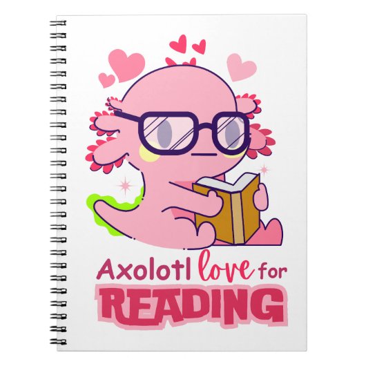 Axolotl-Liebe zum Lesen von Niedlichem Weiß Notizblock (Vorderseite)