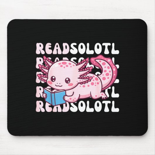 Axolotl liest Buch kawaii Lesebücher für Männer Mousepad (Vorne)