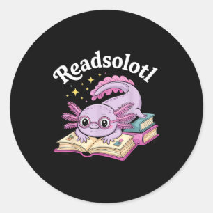 Axolotl liest readsolotl lustiges Lesen süß kawaii Runder Aufkleber